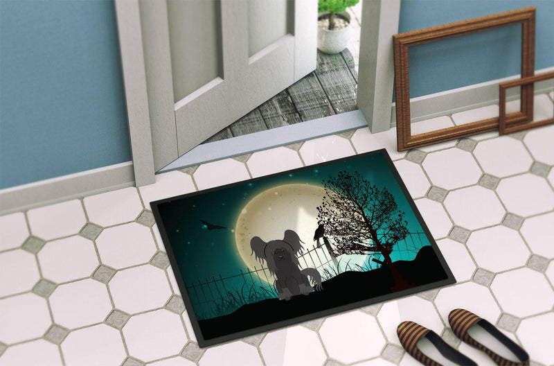 Halloween Scary Chinese Crested Black Indoor or Outdoor Mat 24x36 BB2302JMAT