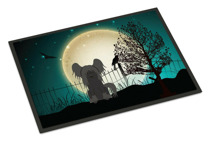 Halloween Scary Chinese Crested Black Indoor or Outdoor Mat 18x27 BB2302MAT