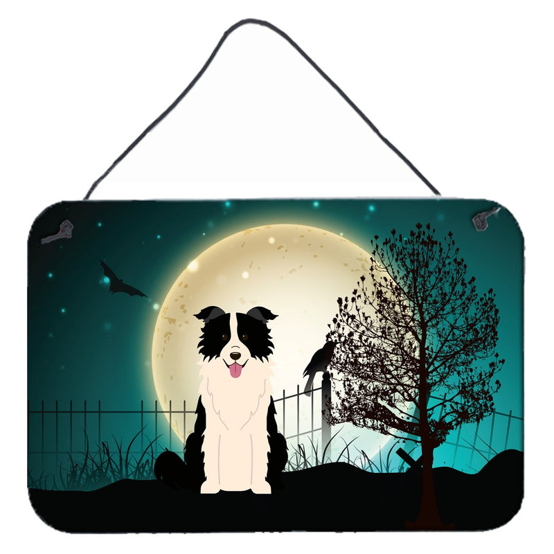 Halloween Scary Border Collie Black White Wall or Door Hanging Prints BB2308DS812