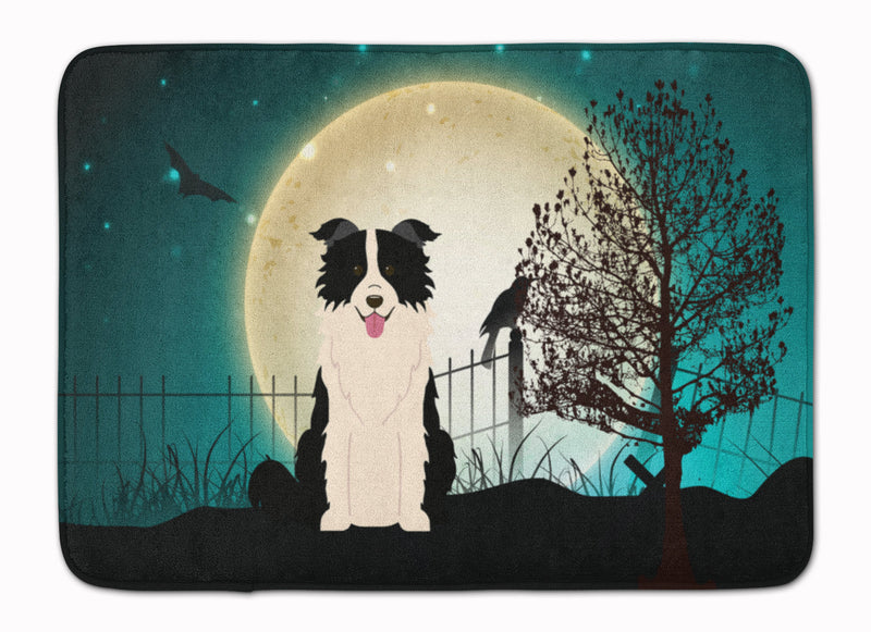 Halloween Scary Border Collie Black White Machine Washable Memory Foam Mat BB2308RUG