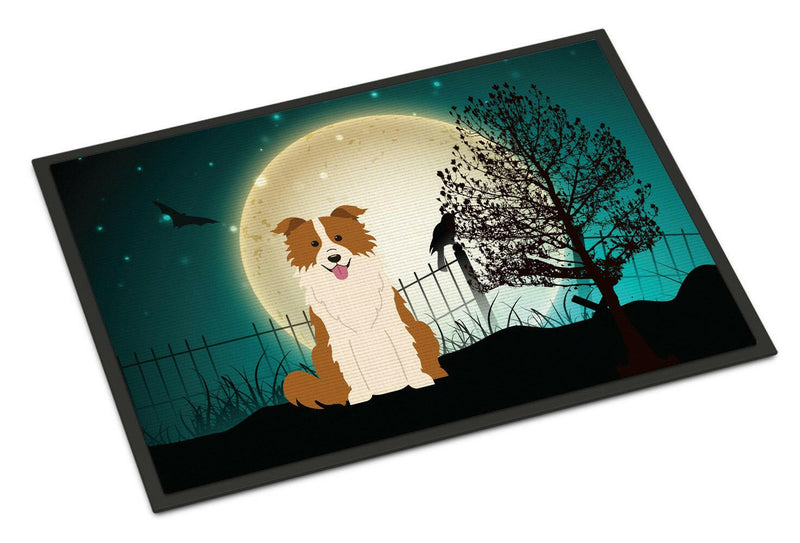 Halloween Scary Border Collie Red White Indoor or Outdoor Mat 24x36 BB2309JMAT