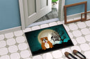 Halloween Scary  English Bulldog Red White Doormat Indoor Outdoor 24H X 36W Front Door Mat Rugs for Entryway, Non Slip Washable Low Pile,