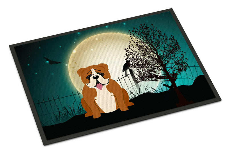 Halloween Scary  English Bulldog Red White Indoor or Outdoor Mat 24x36 BB2310JMAT