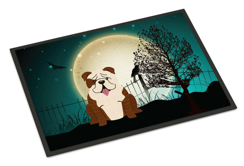 Halloween Scary  English Bulldog Brindle White Indoor or Outdoor Mat 24x36 BB2311JMAT