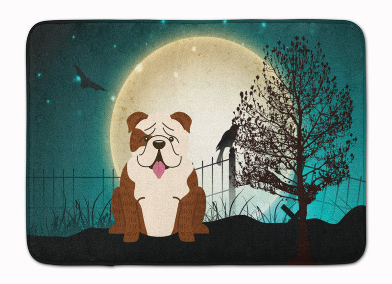 Halloween Scary  English Bulldog Brindle White Machine Washable Memory Foam Mat BB2311RUG