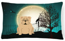 Halloween Scary  English Bulldog Fawn Decorative Throw Pillow 12x16 Indoor Outdoor Accent Cushion, Fabric Cover with Insert for Sofa, Bed, Porch & Living Room
