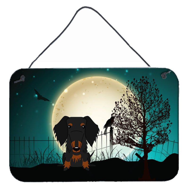 Halloween Scary Wire Haired Dachshund Black Tan Wall or Door Hanging Prints BB2317DS812