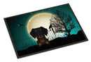Halloween Scary Wire Haired Dachshund Black Tan Doormat Indoor Outdoor 18H X 27W Front Door Mat Rugs for Entryway, Non Slip Washable