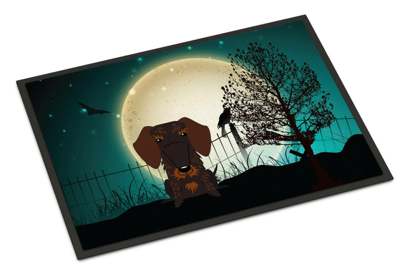 Halloween Scary Wire Haired Dachshund Chocolate Indoor or Outdoor Mat 24x36 BB2319JMAT