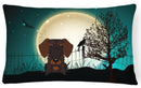 Halloween Scary Wire Haired Dachshund Chocolate Decorative Throw Pillow 12x16 Indoor Outdoor Accent Cushion, Fabric Cover with Insert for Sofa, Bed, Porch & Living Room