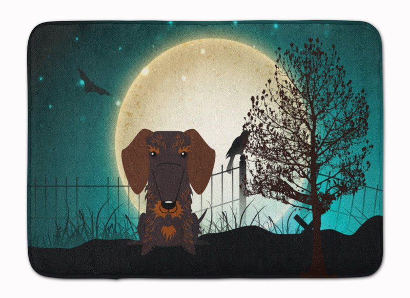 Halloween Scary Wire Haired Dachshund Chocolate Machine Washable Memory Foam Mat BB2319RUG