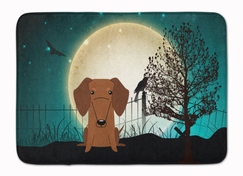 Halloween Scary Dachshund Red Brown Machine Washable Memory Foam Mat BB2320RUG