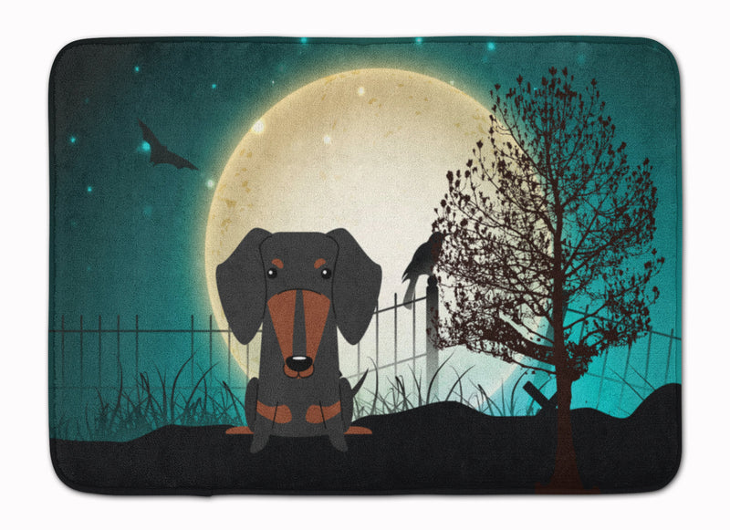 Halloween Scary Dachshund Black Tan Machine Washable Memory Foam Mat BB2322RUG