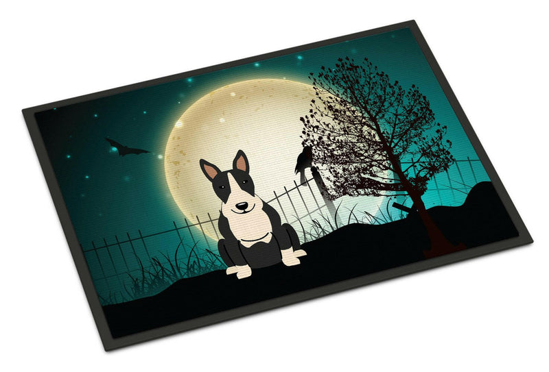 Halloween Scary Bull Terrier Black White Indoor or Outdoor Mat 24x36 BB2323JMAT