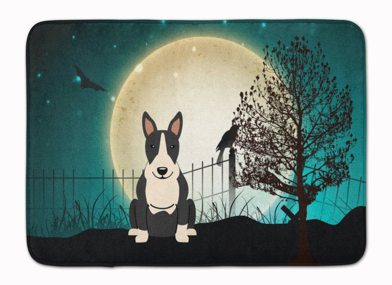 Halloween Scary Bull Terrier Black White Machine Washable Memory Foam Mat BB2323RUG