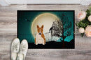 Halloween Scary Bull Terrier Red White Doormat Indoor Outdoor 24H X 36W Front Door Mat Rugs for Entryway, Non Slip Washable Low Pile,