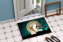 Halloween Scary Bull Terrier Red White Doormat Indoor Outdoor 24H X 36W Front Door Mat Rugs for Entryway, Non Slip Washable Low Pile,