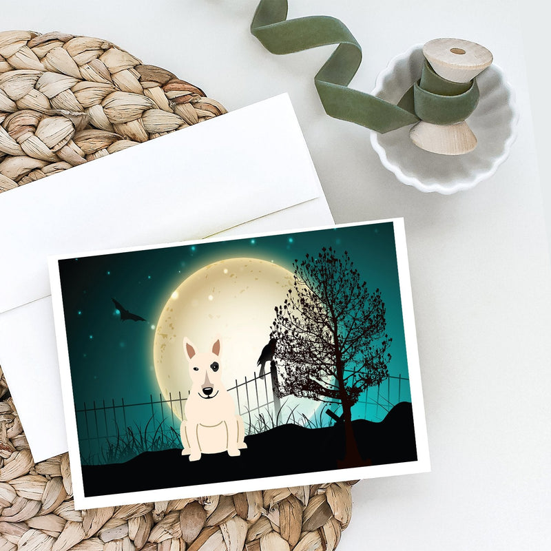 Halloween Scary Bull Terrier White Greeting Cards and Envelopes Pack of 8