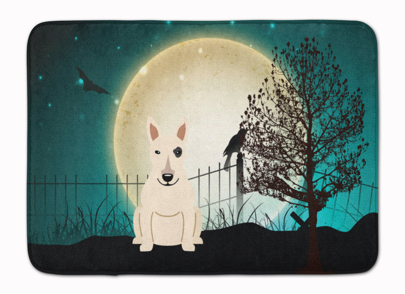 Halloween Scary Bull Terrier White Machine Washable Memory Foam Mat BB2328RUG