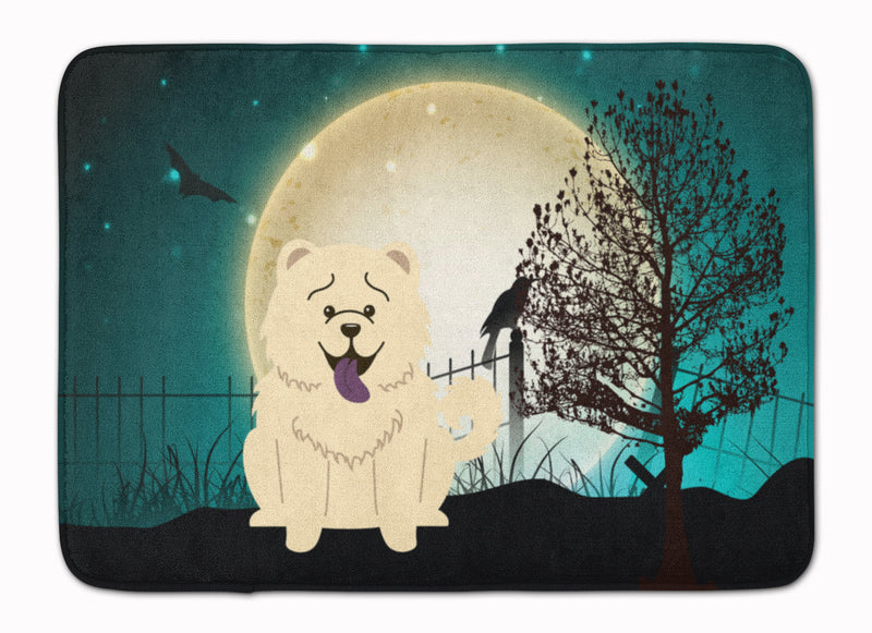 Halloween Scary Chow Chow White Machine Washable Memory Foam Mat BB2330RUG