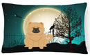 Halloween Scary Chow Chow Cream Decorative Throw Pillow 12x16 Indoor Outdoor Accent Cushion, Fabric Cover with Insert for Sofa, Bed, Porch & Living Room
