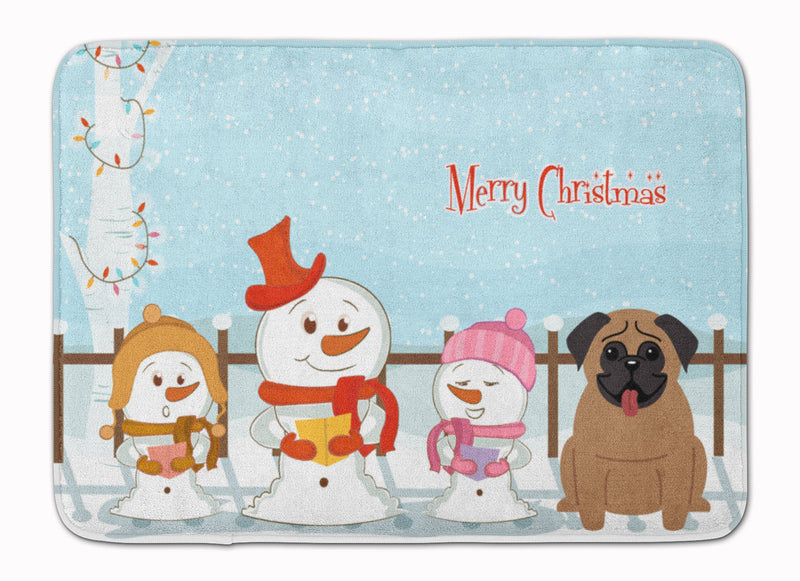 Merry Christmas Carolers Pug Brown Machine Washable Memory Foam Mat BB2336RUG