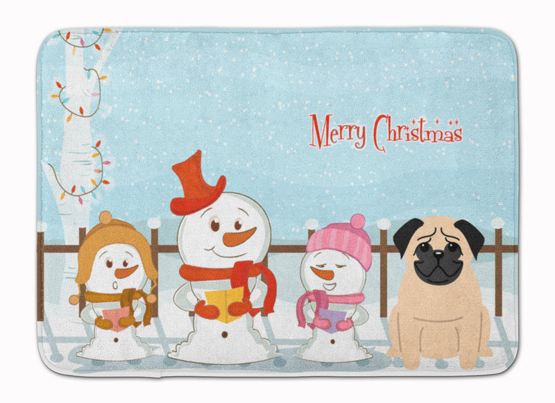 Merry Christmas Carolers Pug Fawn Machine Washable Memory Foam Mat BB2339RUG