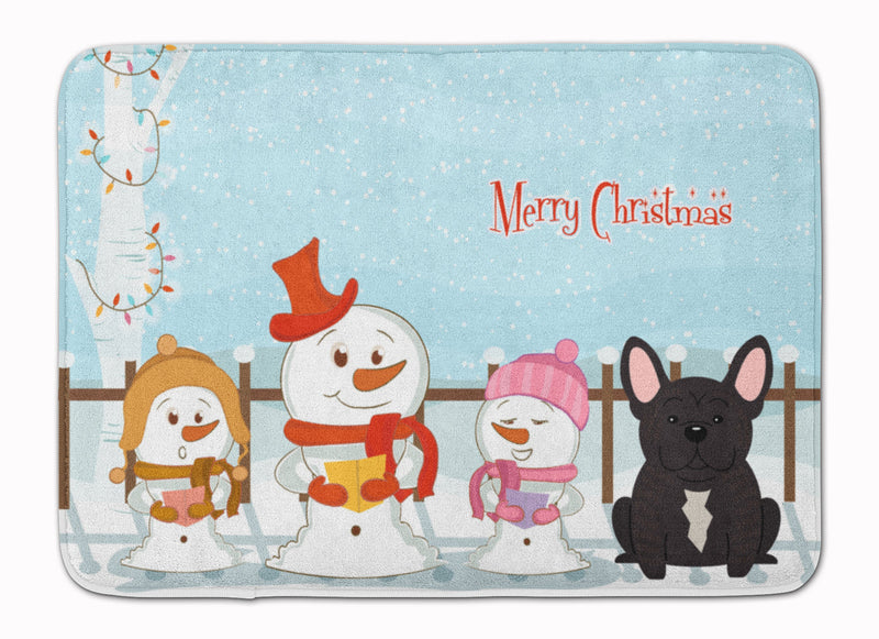 Merry Christmas Carolers French Bulldog Brindle Machine Washable Memory Foam Mat BB2340RUG