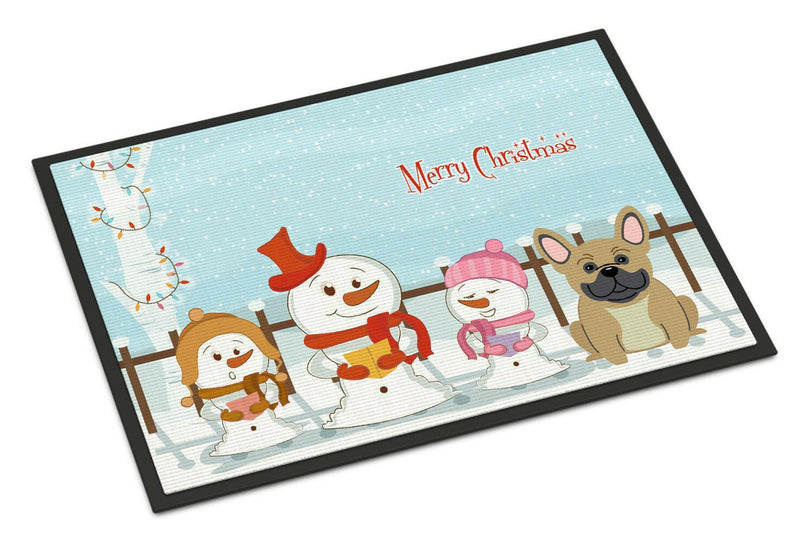 Merry Christmas Carolers French Bulldog Cream Indoor or Outdoor Mat 18x27 BB2341MAT