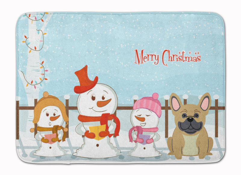 Merry Christmas Carolers French Bulldog Cream Machine Washable Memory Foam Mat BB2341RUG