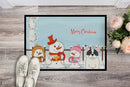 Merry Christmas Carolers French Bulldog Piebald Doormat Indoor Outdoor 24H X 36W Front Door Mat Rugs for Entryway, Non Slip Washable Low Pile,