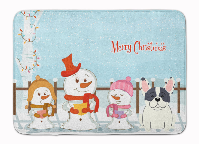 Merry Christmas Carolers French Bulldog Piebald Machine Washable Memory Foam Mat BB2342RUG