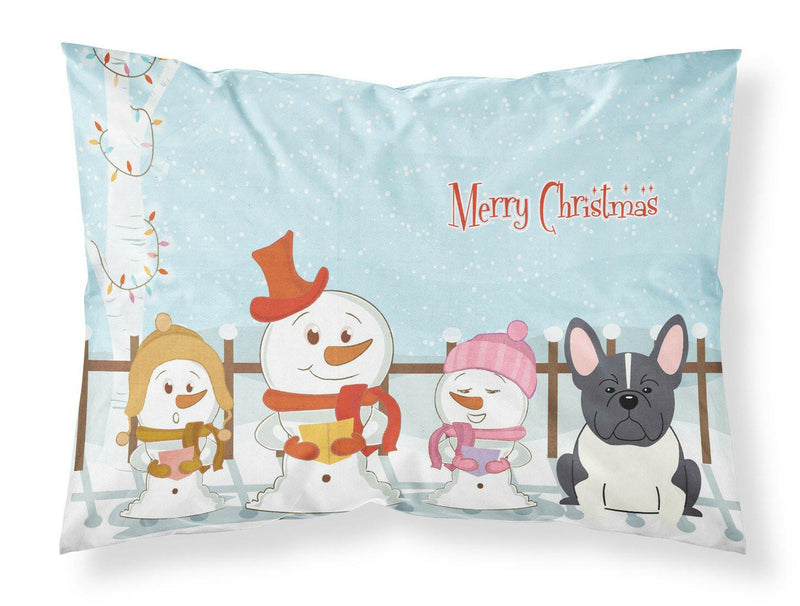 Merry Christmas Carolers French Bulldog Black White Fabric Standard Pillowcase BB2343PILLOWCASE