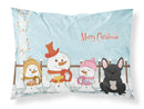Merry Christmas Carolers French Bulldog Black Standard Pillowcase Lightweight Super Soft Easy Care Decorative Artwork Pillowcase, Standard