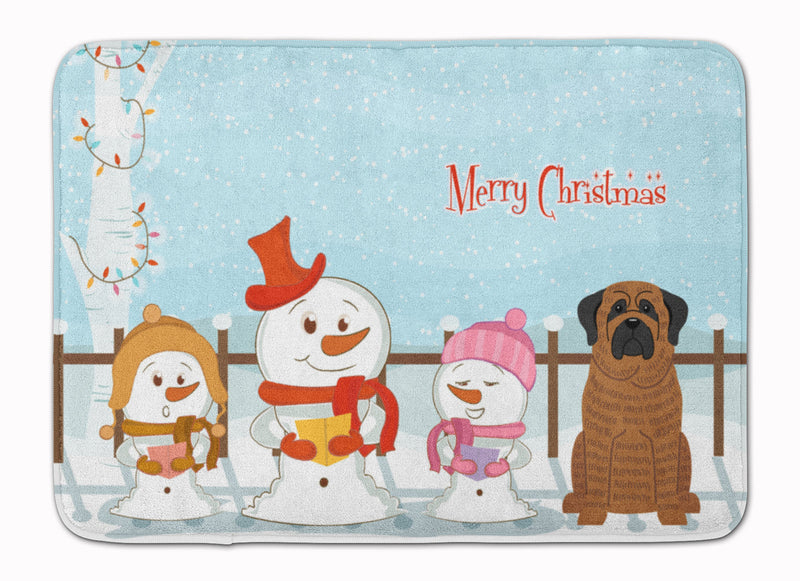 Merry Christmas Carolers Mastiff Brindle Machine Washable Memory Foam Mat BB2346RUG