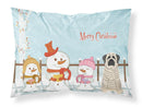 Merry Christmas Carolers Mastiff Brindle White Standard Pillowcase Lightweight Super Soft Easy Care Decorative Artwork Pillowcase, Standard