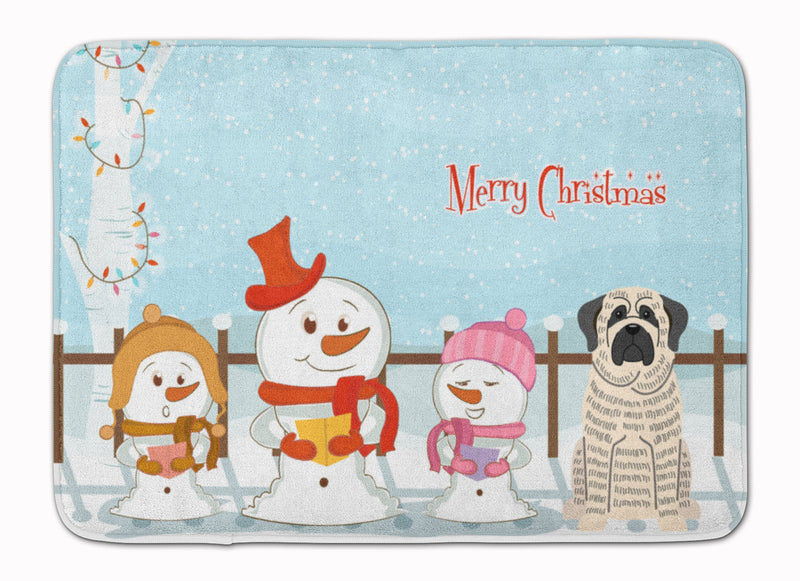 Merry Christmas Carolers Mastiff Brindle White Machine Washable Memory Foam Mat BB2347RUG