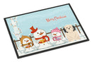 Merry Christmas Carolers Lowchen Doormat Indoor Outdoor 24H X 36W Front Door Mat Rugs for Entryway, Non Slip Washable Low Pile,