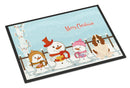 Merry Christmas Carolers Basset Hound Doormat Indoor Outdoor 24H X 36W Front Door Mat Rugs for Entryway, Non Slip Washable Low Pile,