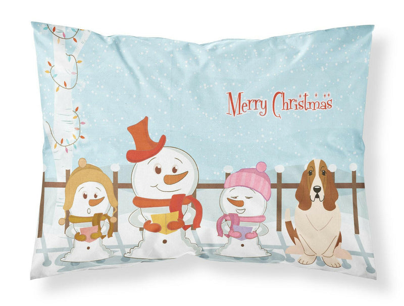 Merry Christmas Carolers Basset Hound Fabric Standard Pillowcase BB2352PILLOWCASE