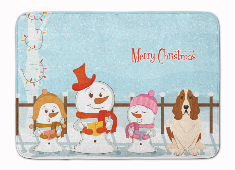 Merry Christmas Carolers Basset Hound Machine Washable Memory Foam Mat BB2352RUG