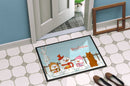 Merry Christmas Carolers Karelian Bear Dog Doormat Indoor Outdoor 24H X 36W Front Door Mat Rugs for Entryway, Non Slip Washable Low Pile,
