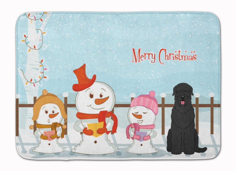 Merry Christmas Carolers Black Russian Terrier Machine Washable Memory Foam Mat BB2357RUG