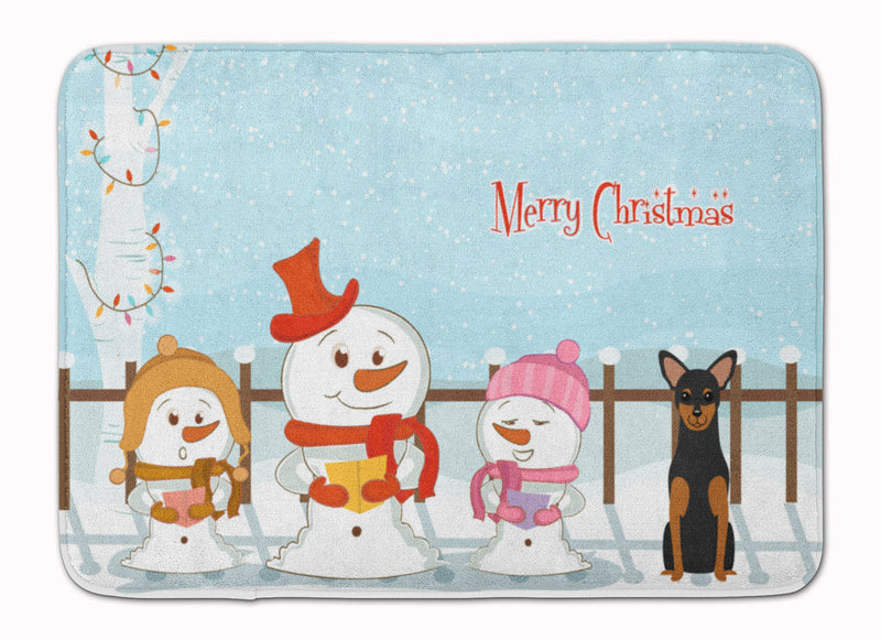 Merry Christmas Carolers Manchester Terrier Machine Washable Memory Foam Mat BB2359RUG