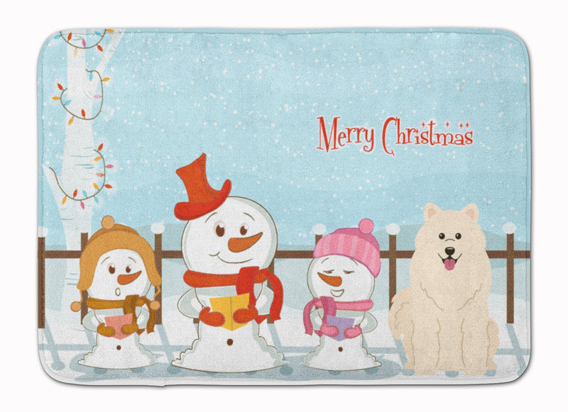 Merry Christmas Carolers Samoyed Machine Washable Memory Foam Mat BB2361RUG