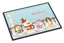 Merry Christmas Carolers Russian Spaniel Doormat Indoor Outdoor 24H X 36W Front Door Mat Rugs for Entryway, Non Slip Washable Low Pile,