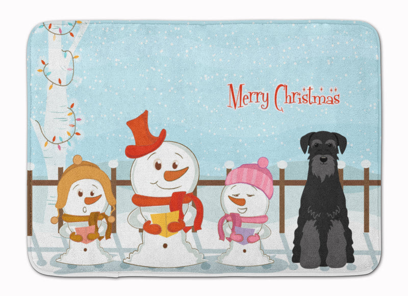 Merry Christmas Carolers Standard Schnauzer Black Machine Washable Memory Foam Mat BB2363RUG