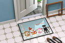 Merry Christmas Carolers Standard Schnauzer Black Grey Doormat Indoor Outdoor 24H X 36W Front Door Mat Rugs for Entryway, Non Slip Washable Low Pile,