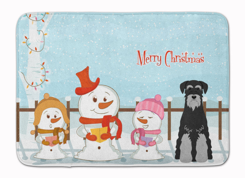 Merry Christmas Carolers Standard Schnauzer Black Grey Machine Washable Memory Foam Mat BB2365RUG