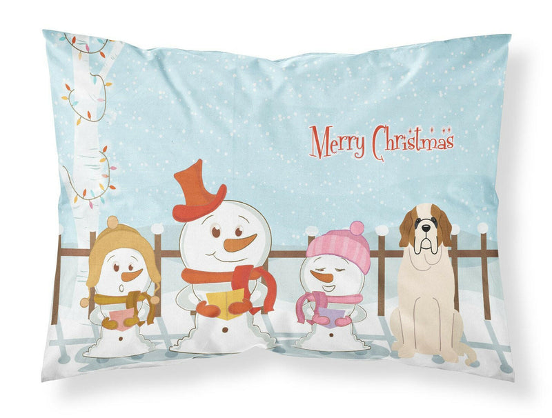 Merry Christmas Carolers Saint Bernard Fabric Standard Pillowcase BB2366PILLOWCASE